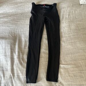 SPANX Shiny Black Faux Leather Leggings